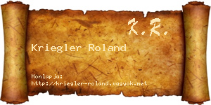 Kriegler Roland névjegykártya
